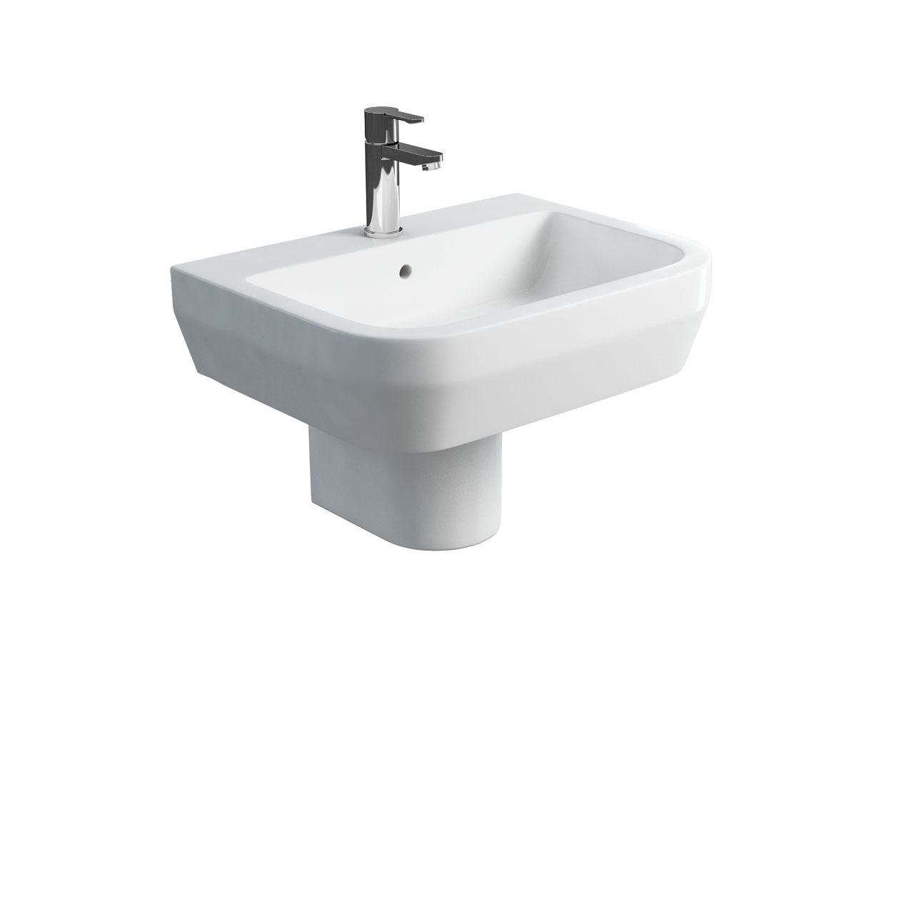 Curve S30 600 basin and round fronted semi pedestal